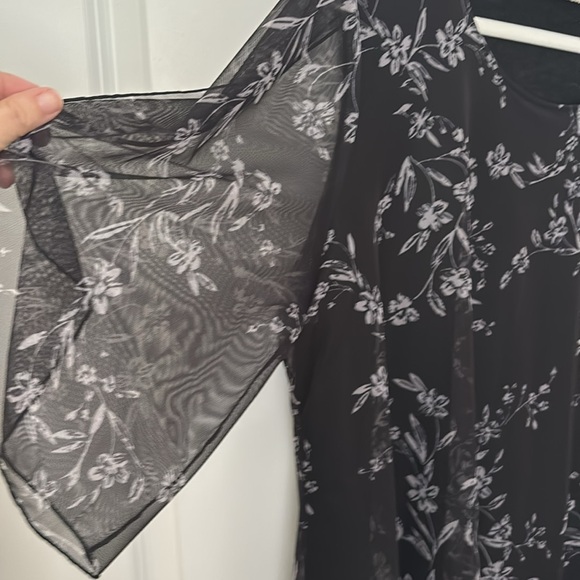 Womens Ruffle 3/4 Sleeve Mesh Blouses Loose Flowy Tops Stretchy - Picture 5 of 12